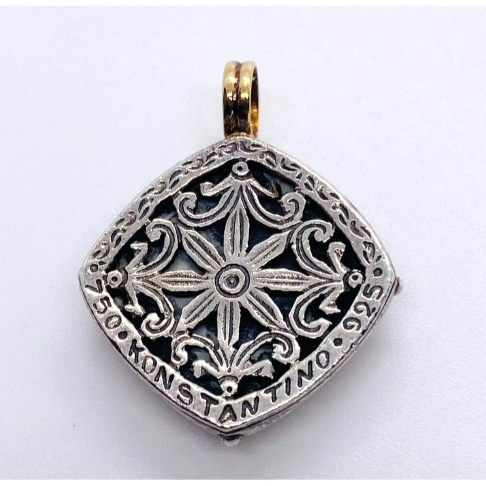 Konstantino 18K Gold Sterling Silver & Pink Stone Pendant Enhancer - Picture 4 of 7